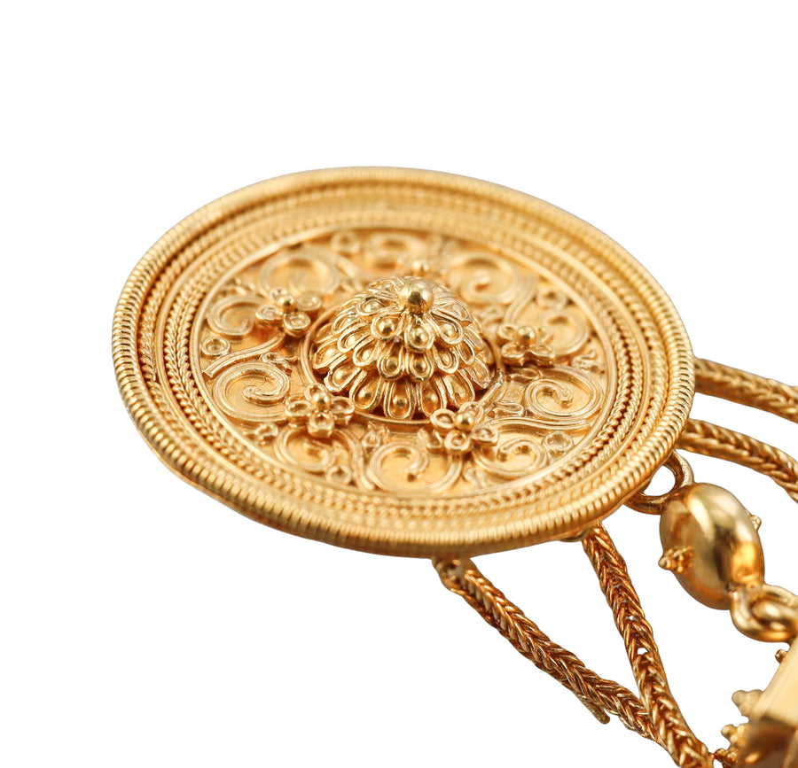 Greek Etruscan Beading Gold Cherub Earrings